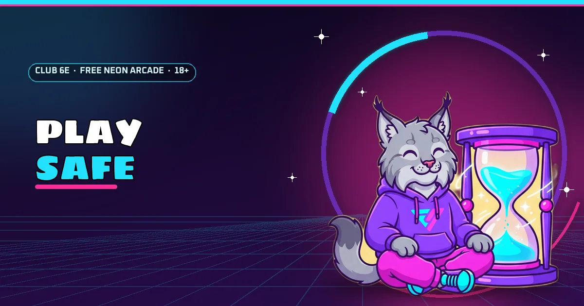 Lynx relaxing next to an hourglass for Club 6E play safe
