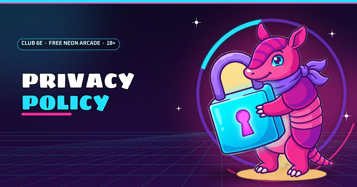 Armadillo hugging a padlock for the Club 6E privacy policy