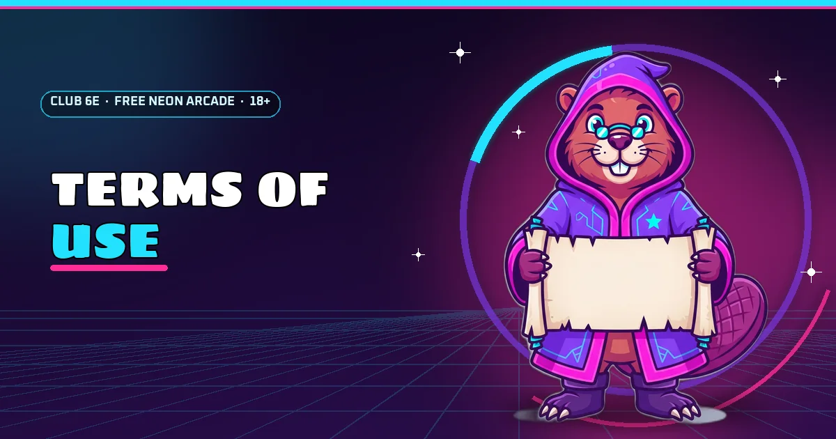 Beaver holding a scroll for the Club 6E terms of use